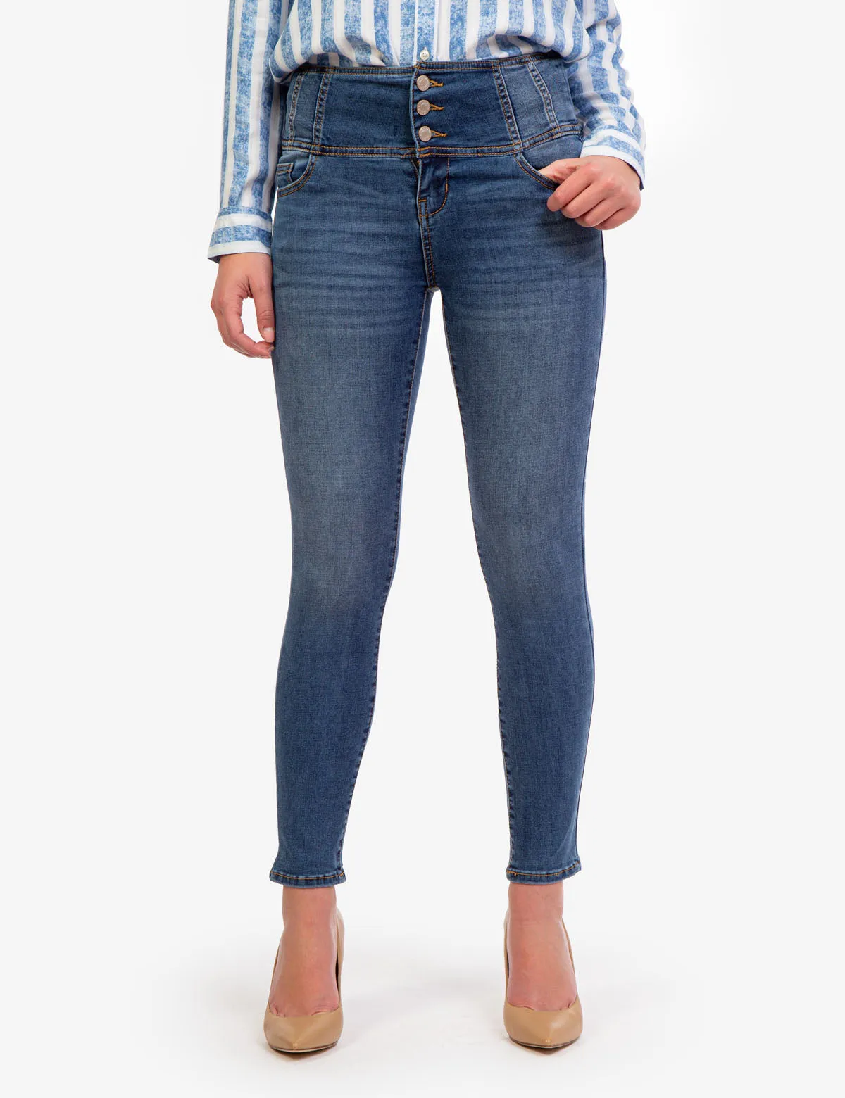 REPREVE® HIGH RISE CORSET DENIM JEGGING sold by U.S. Polo Assn.