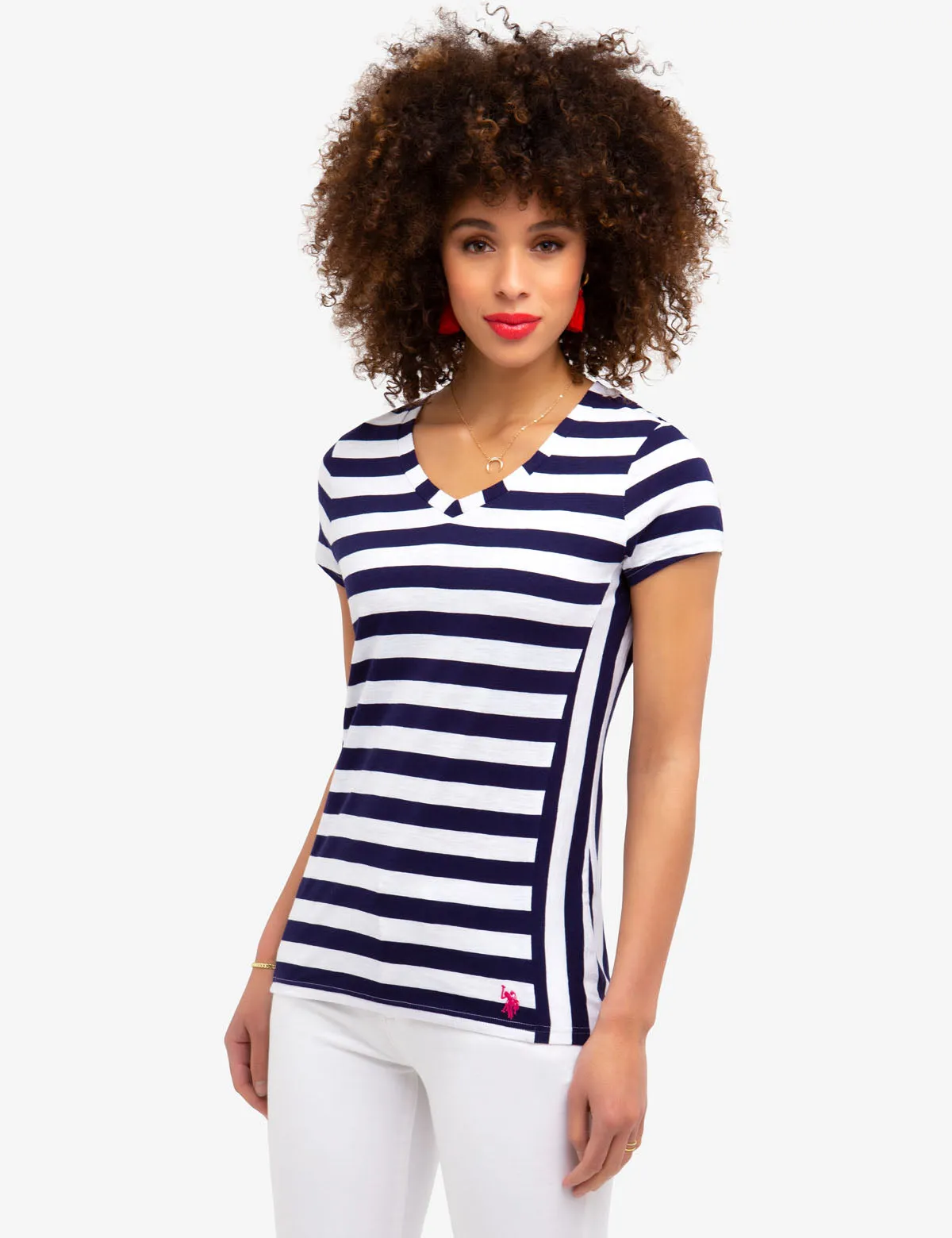 STRIPED V-NECK T-SHIRT sold by U.S. Polo Assn.