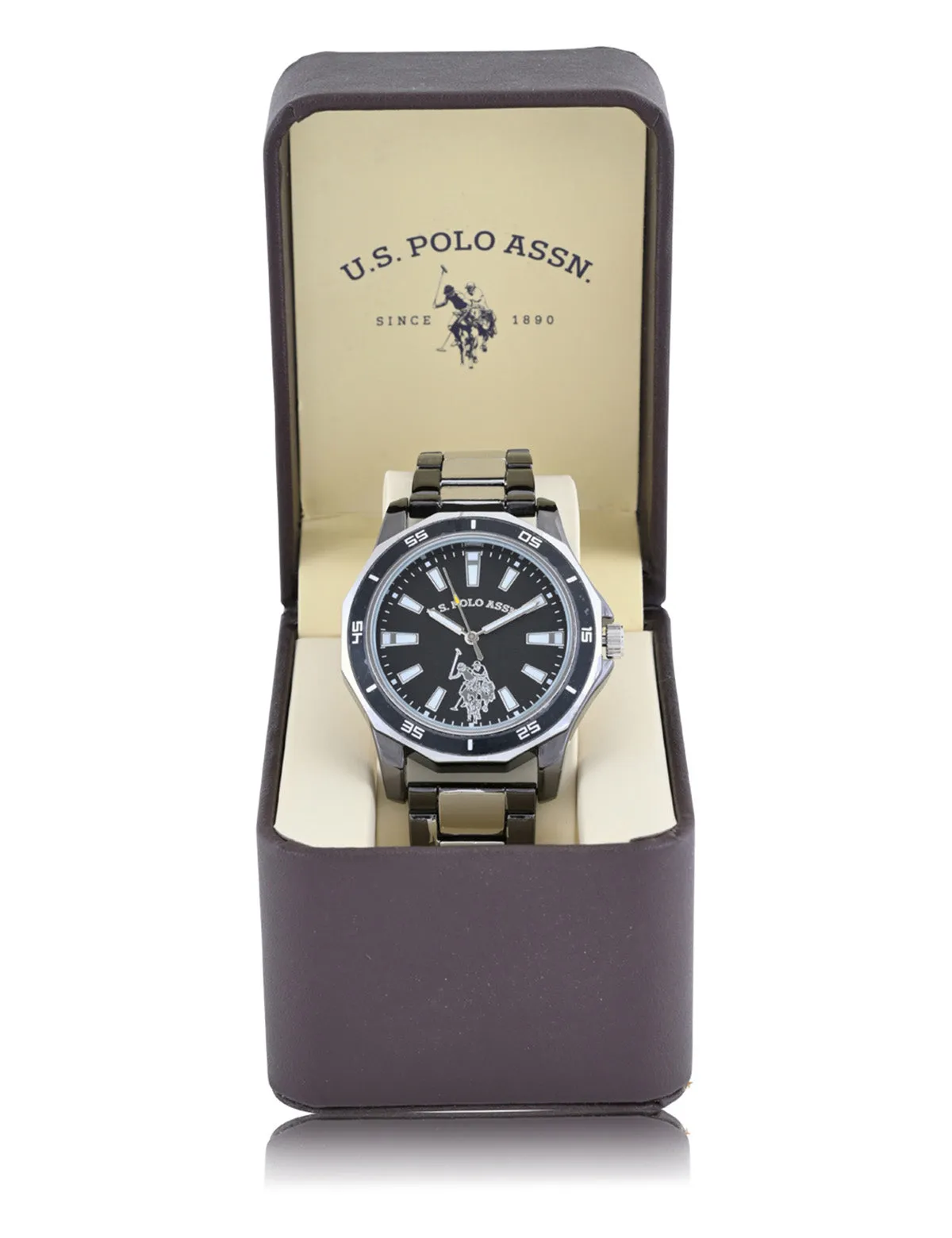 MEN'S SILVER AND BLACK LINK WATCH sold by U.S. Polo Assn. product image thumbnail 2