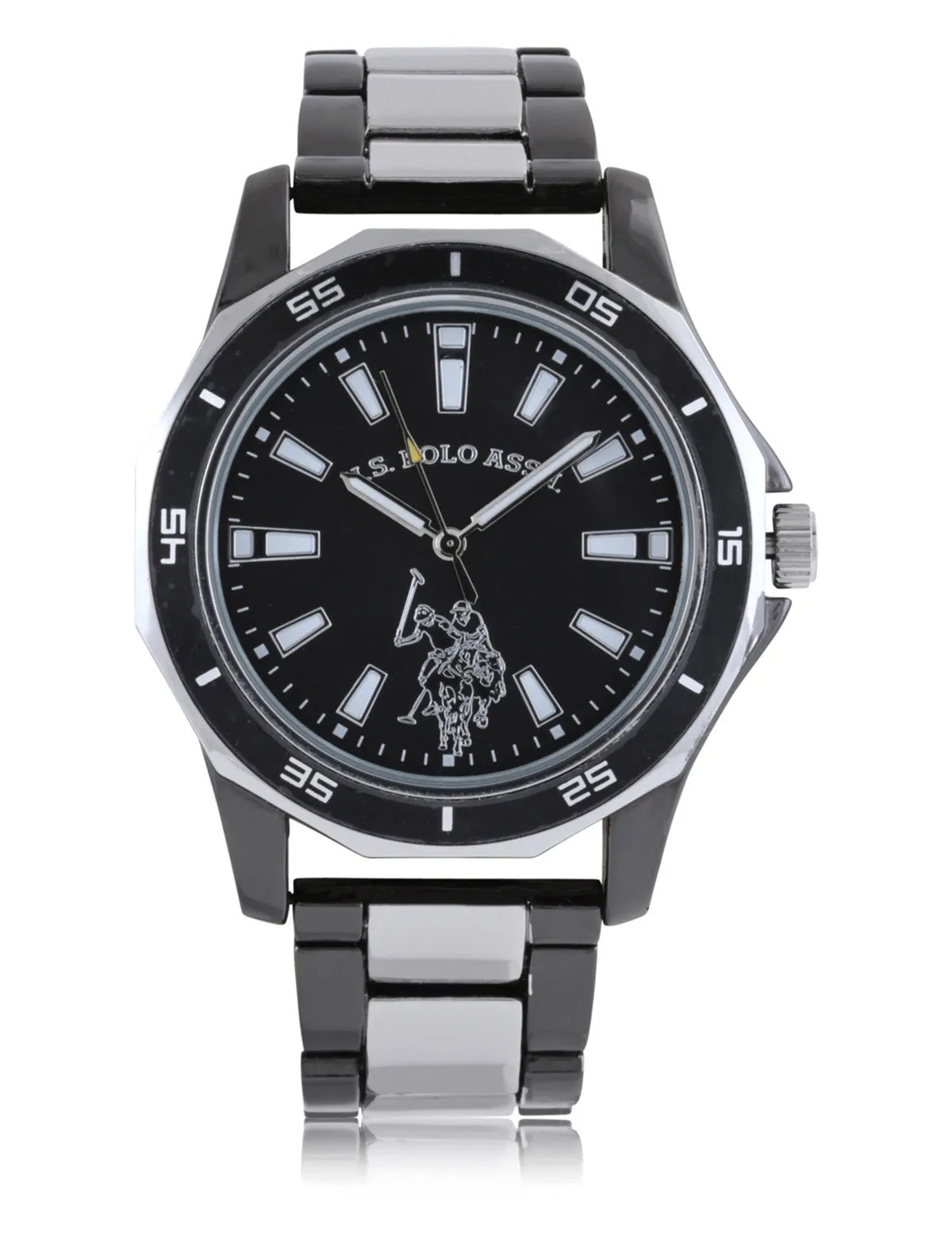 MEN'S SILVER AND BLACK LINK WATCH sold by U.S. Polo Assn. product image thumbnail 3