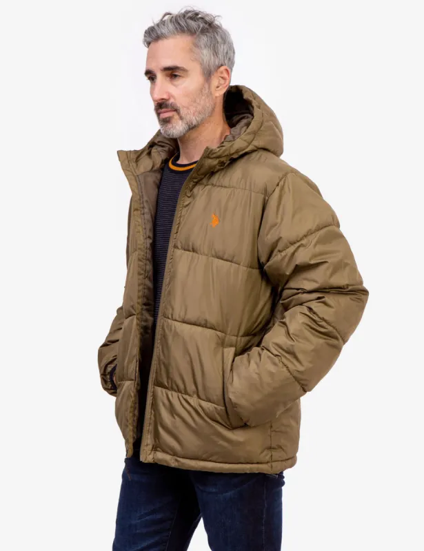 MODERATE HOODED PUFFER JACKET sold by U.S. Polo Assn.