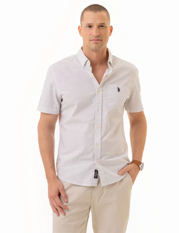 HEATHER POPLIN SHORT SLEEVE SHIRT WITH POCKET sold by U.S. Polo Assn.