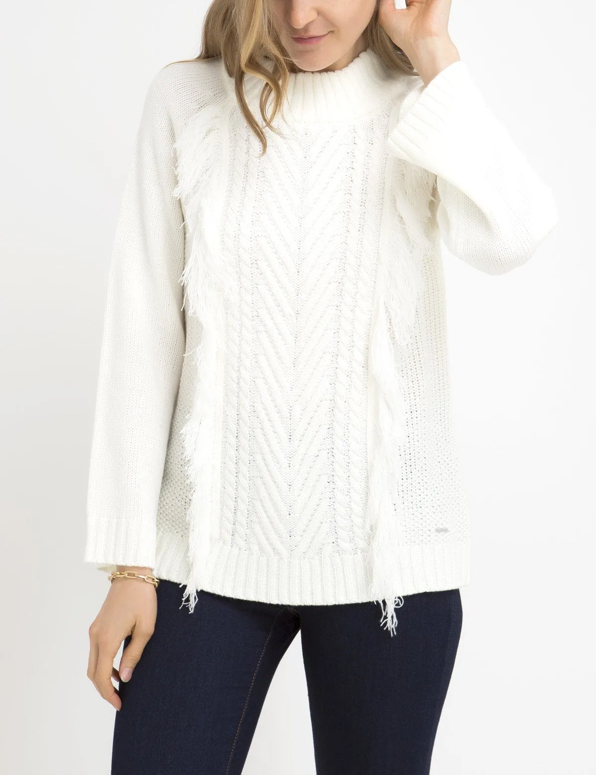 FRINGE MOCK NECK SWEATER sold by U.S. Polo Assn.