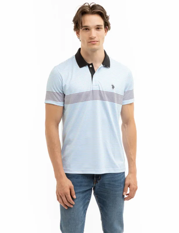 ENGINEERED PRINTED STRIPE PERFORMANCE POLO SHIRT sold by U.S. Polo Assn.
