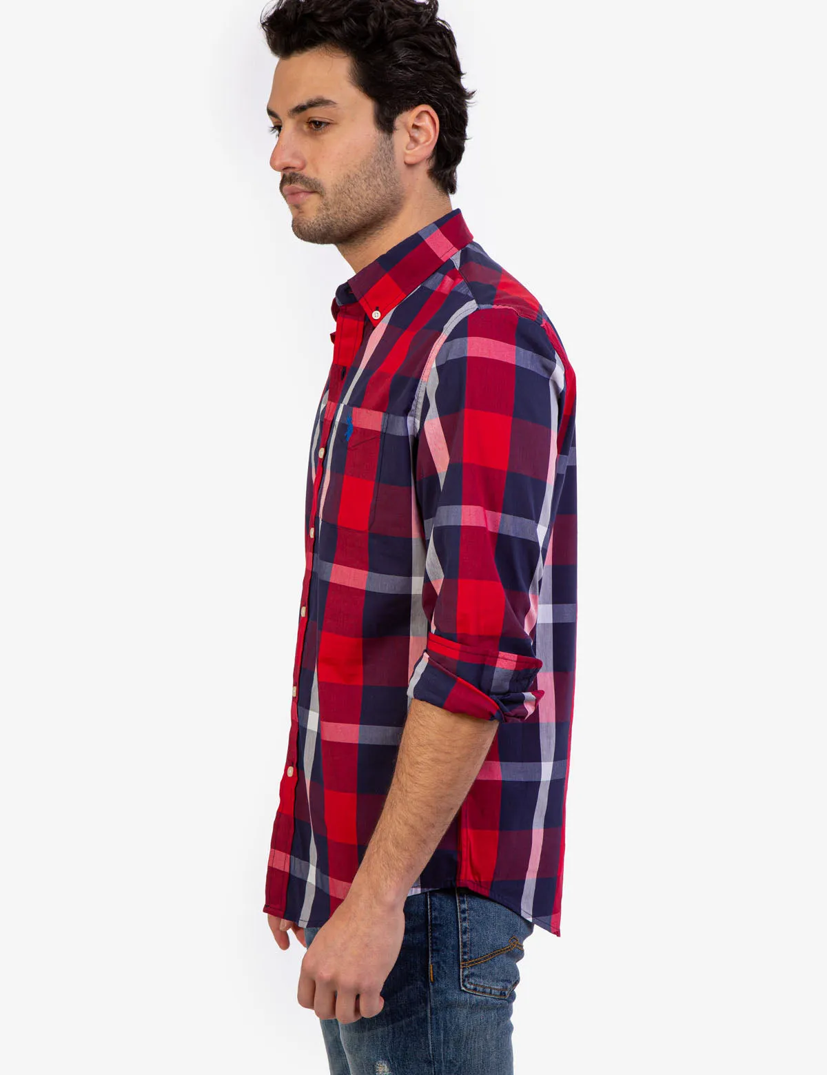 PLAID POPLIN STRETCH LONG SLEEVE SHIRT sold by U.S. Polo Assn. product image thumbnail 3