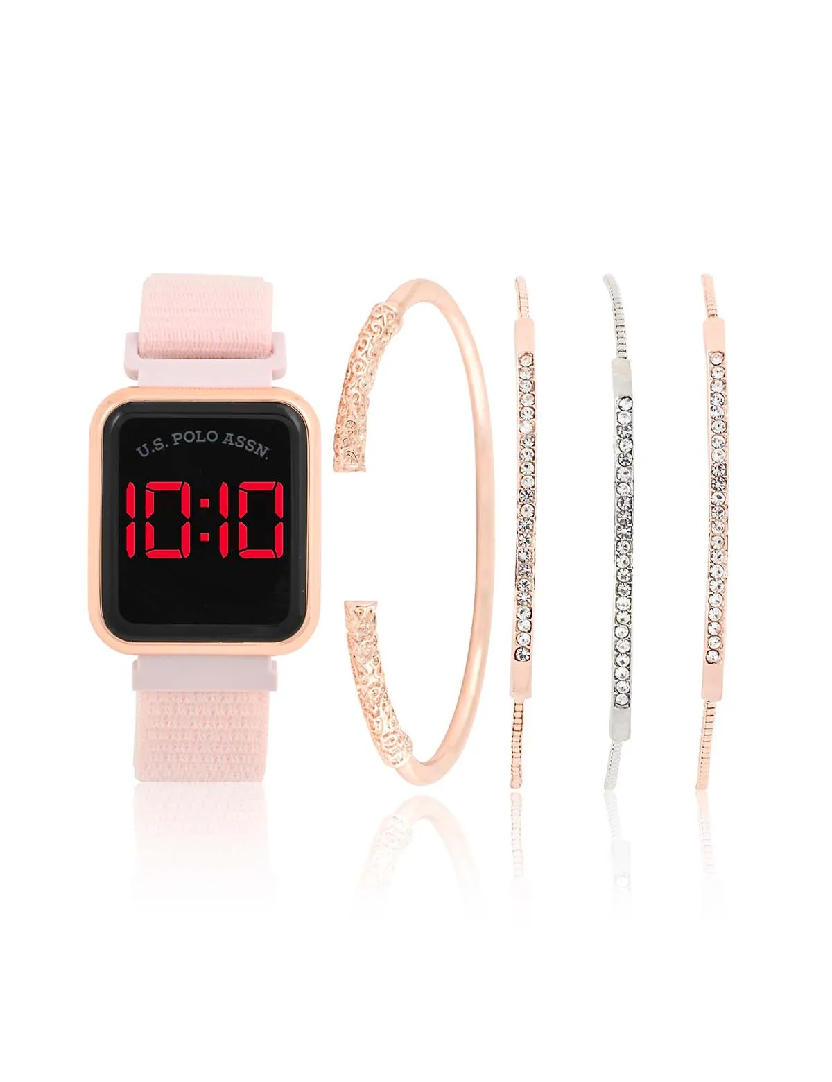 LADIES LED SQUARE FACE WATCH & STACKABLE BRACELETS SET sold by U.S. Polo Assn. product image thumbnail 3