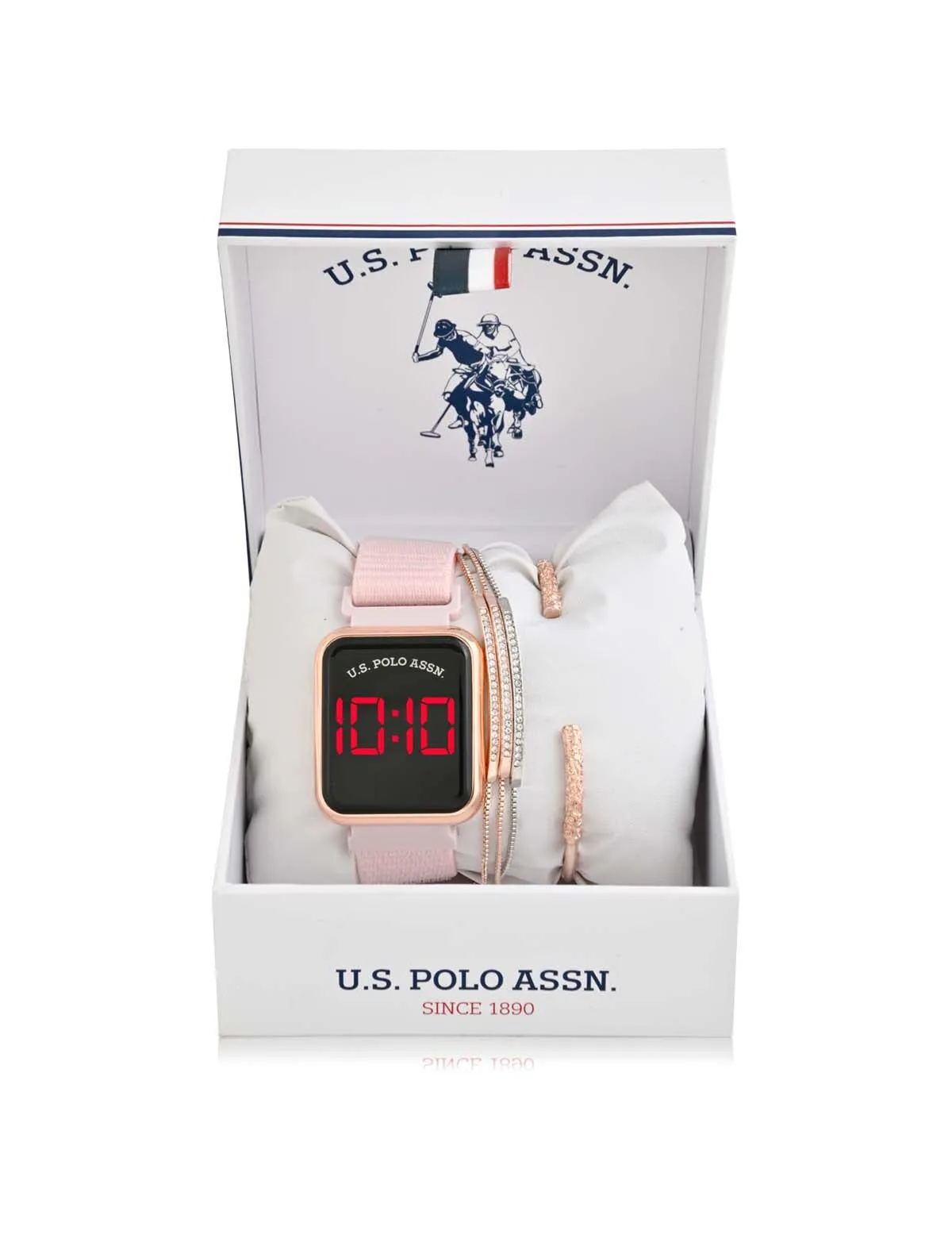 LADIES LED SQUARE FACE WATCH & STACKABLE BRACELETS SET sold by U.S. Polo Assn. product image thumbnail 2