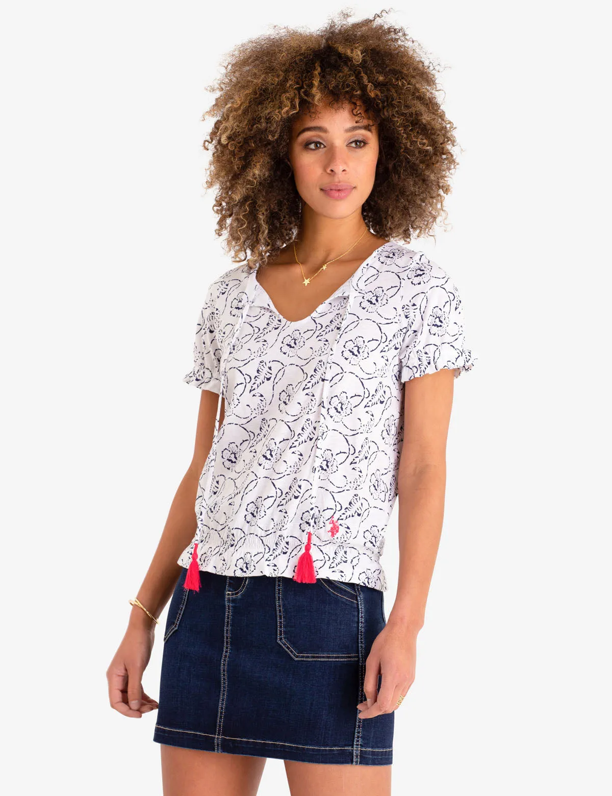 ALL OVER PRINT LACE UP TOP sold by U.S. Polo Assn.