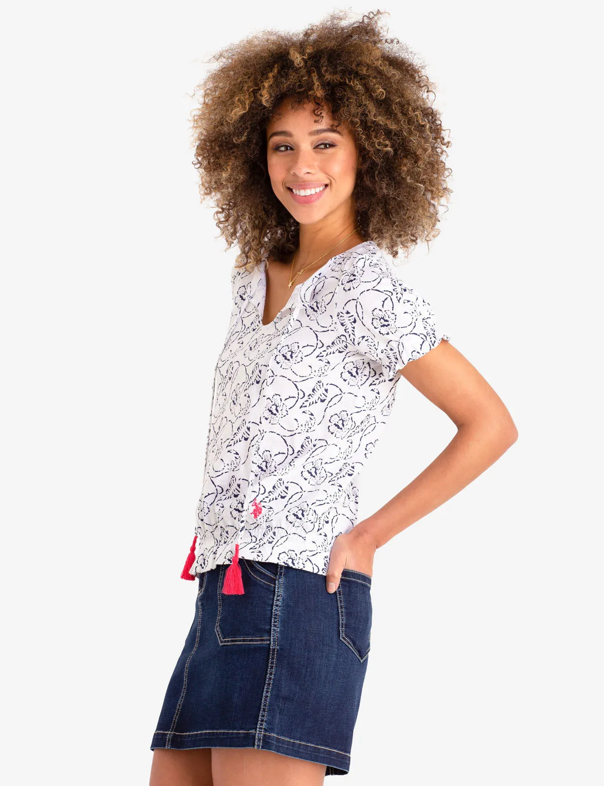 ALL OVER PRINT LACE UP TOP sold by U.S. Polo Assn. product image thumbnail 2