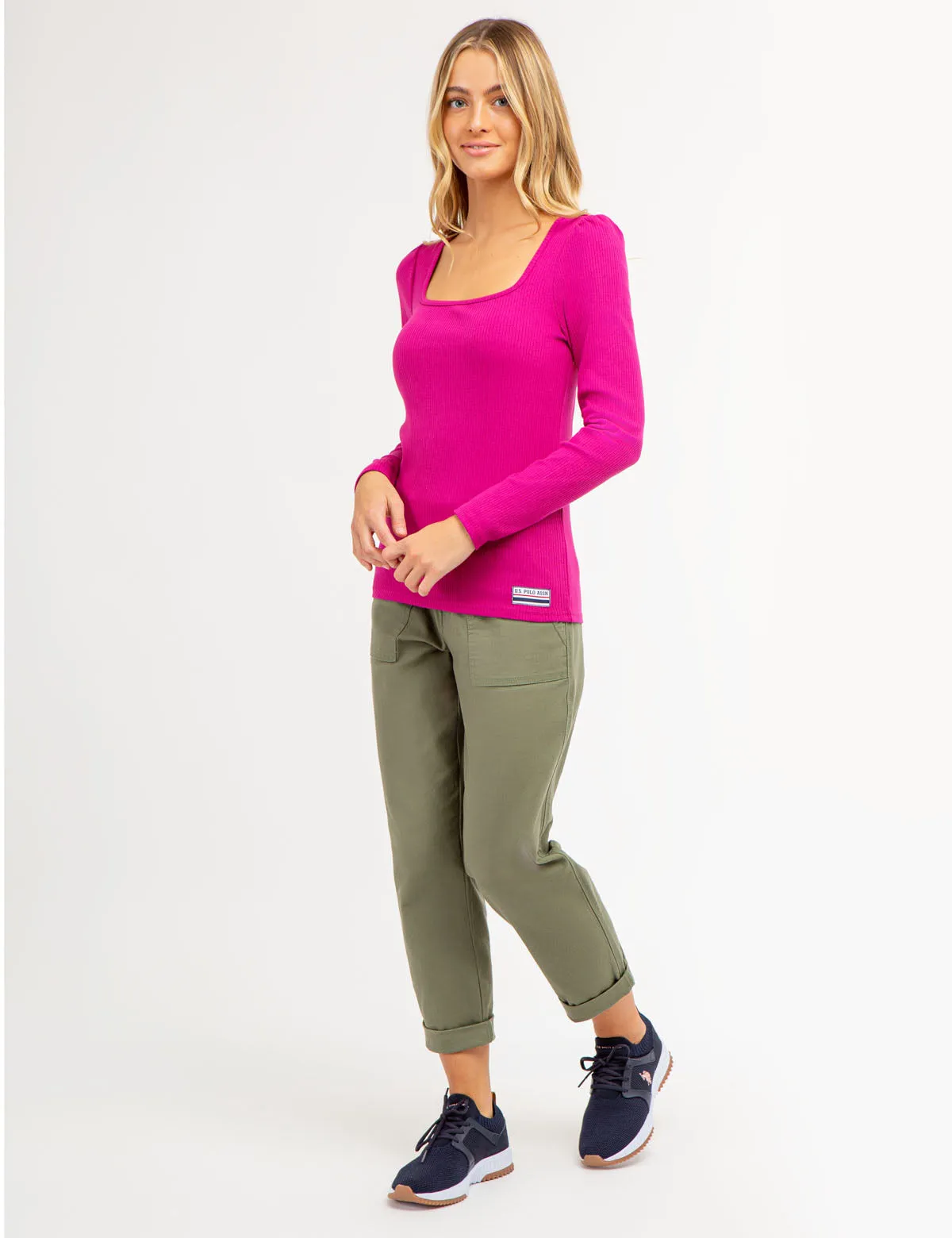 LONG SLEEVE SQUARE NECK RIBBED TOP sold by U.S. Polo Assn. product image thumbnail 4