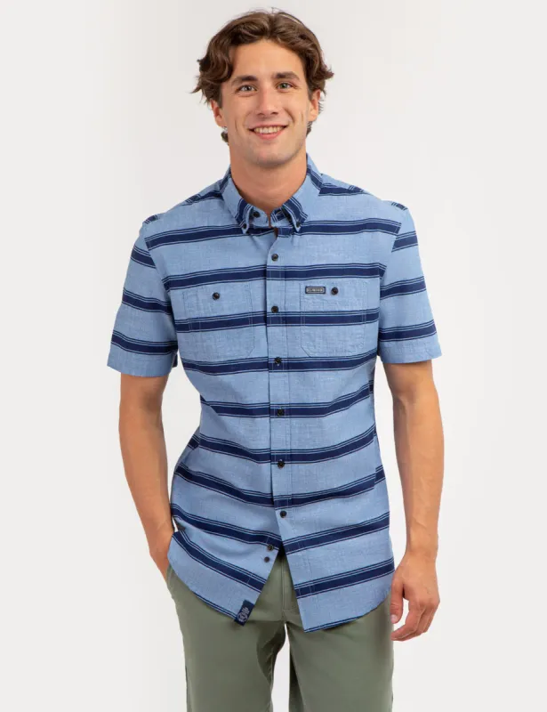 STRIPE PRINT DOUBLE CHEST POCKET SHORT SLEEVE SHIRT sold by U.S. Polo Assn.