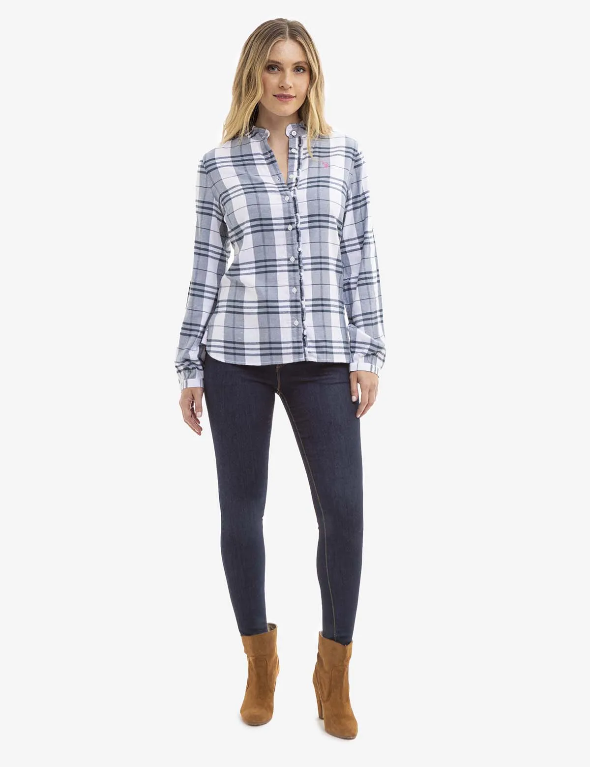 LONG SLEEVE RUFFLE PLAID TOP sold by U.S. Polo Assn. product image thumbnail 3