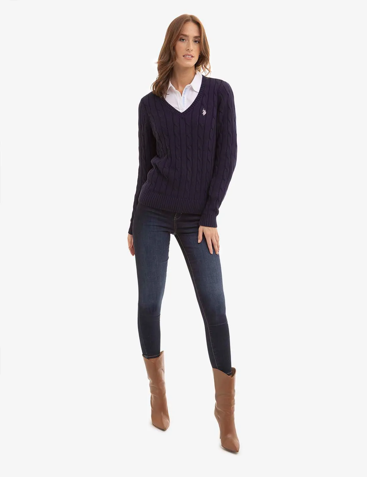 V-NECK CABLE PULLOVER SWEATER sold by U.S. Polo Assn. product image thumbnail 2