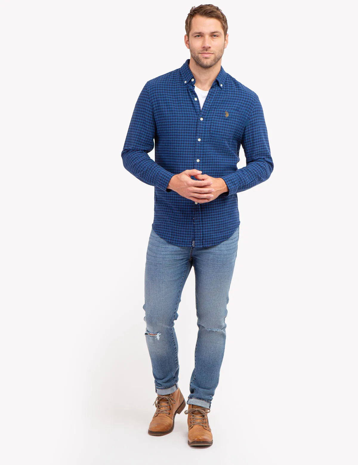 TEXTURED PLAID LONG SLEEVE SHIRT sold by U.S. Polo Assn. product image thumbnail 2