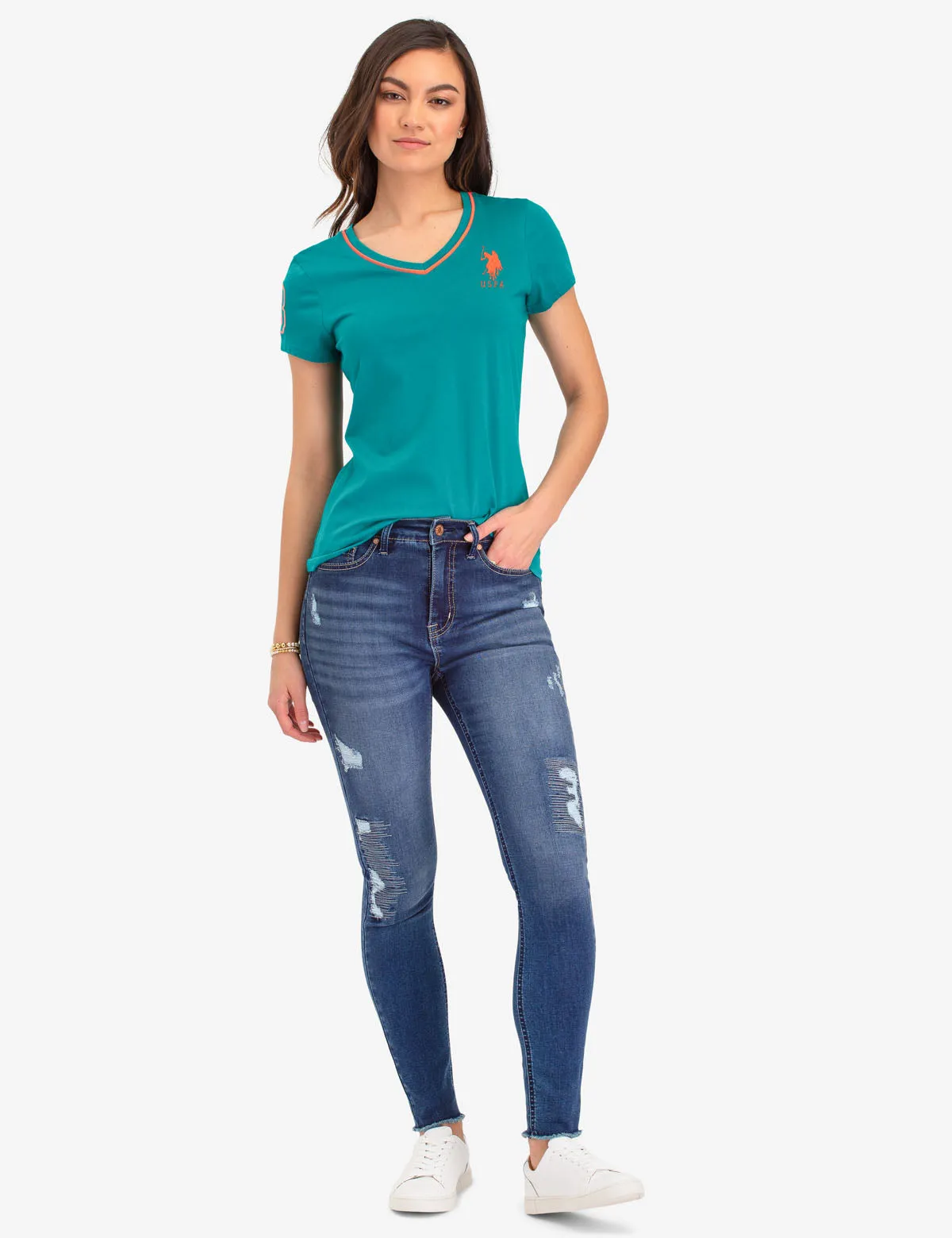 NEON V-NECK T-SHIRT sold by U.S. Polo Assn. product image thumbnail 2