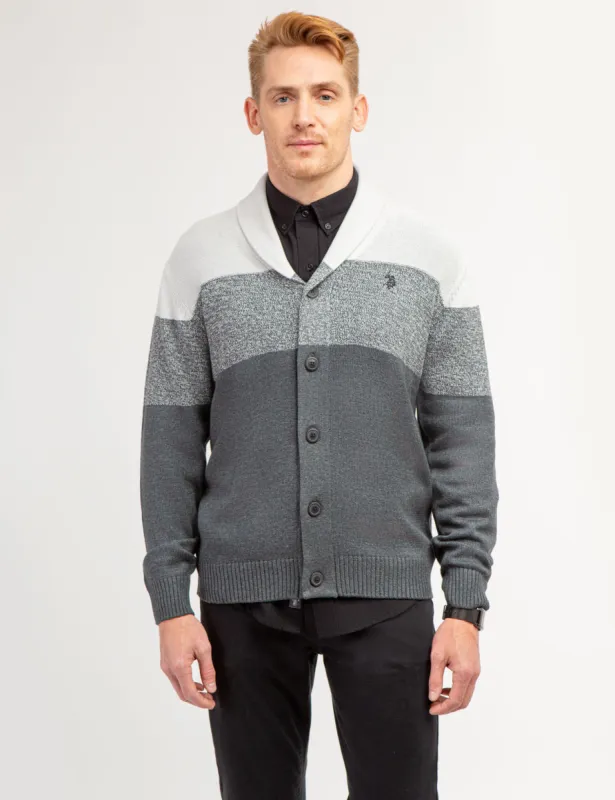 COLORBLOCK SHAWL COLLAR CARDIGAN sold by U.S. Polo Assn.