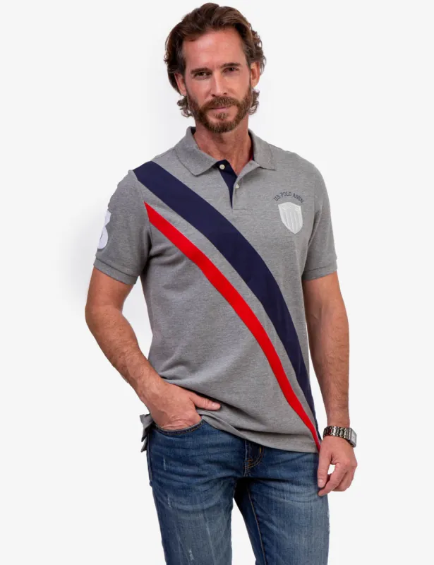 DIAGONAL PIECED PIQUE POLO SHIRT sold by U.S. Polo Assn.