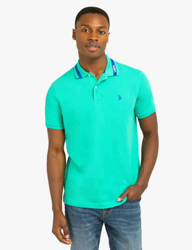 PIQUE POLO SHIRT WITH TIPPED COLLAR AND USPA PRINT sold by U.S. Polo Assn.