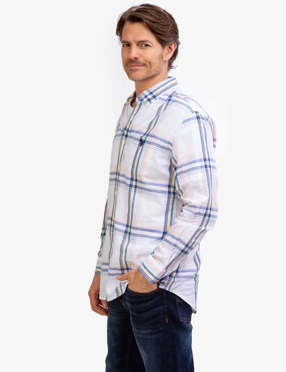 PLAID MADRAS LONG SLEEVE SHIRT sold by U.S. Polo Assn. product image thumbnail 3