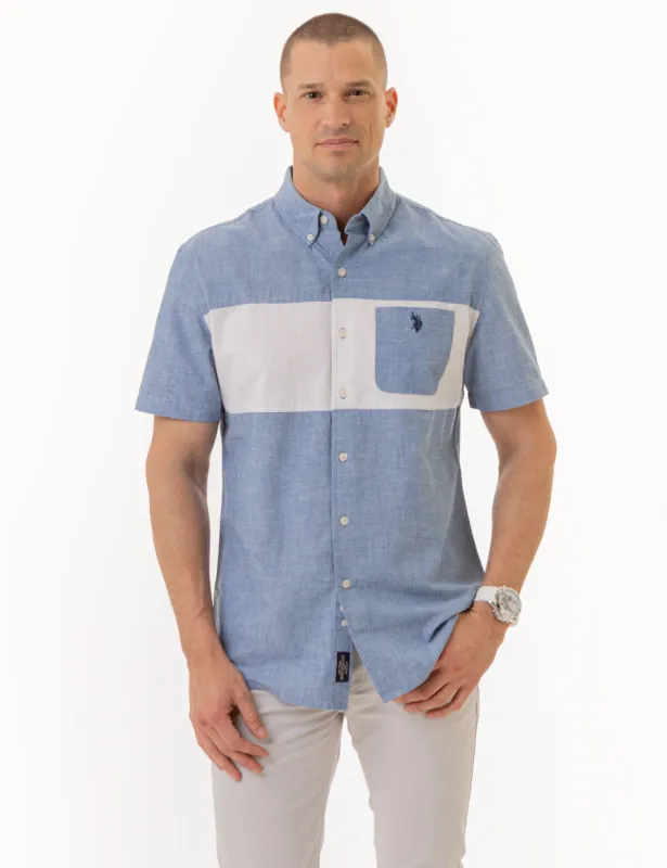 YARN DYE CANVAS WOVEN SHIRT WITH POCKET sold by U.S. Polo Assn.