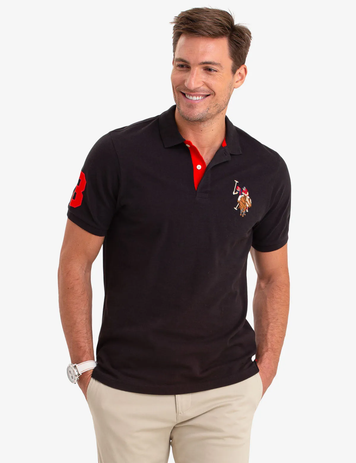 MULTI COLOR BIG LOGO SOLID POLO SHIRT sold by U.S. Polo Assn. product image thumbnail 4