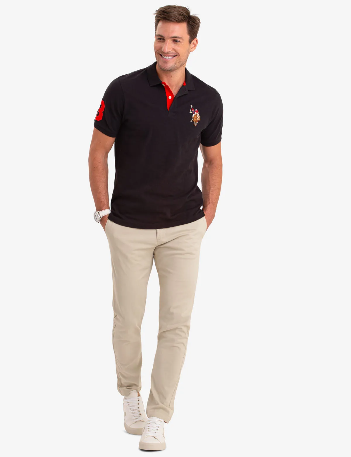 MULTI COLOR BIG LOGO SOLID POLO SHIRT sold by U.S. Polo Assn. product image thumbnail 5