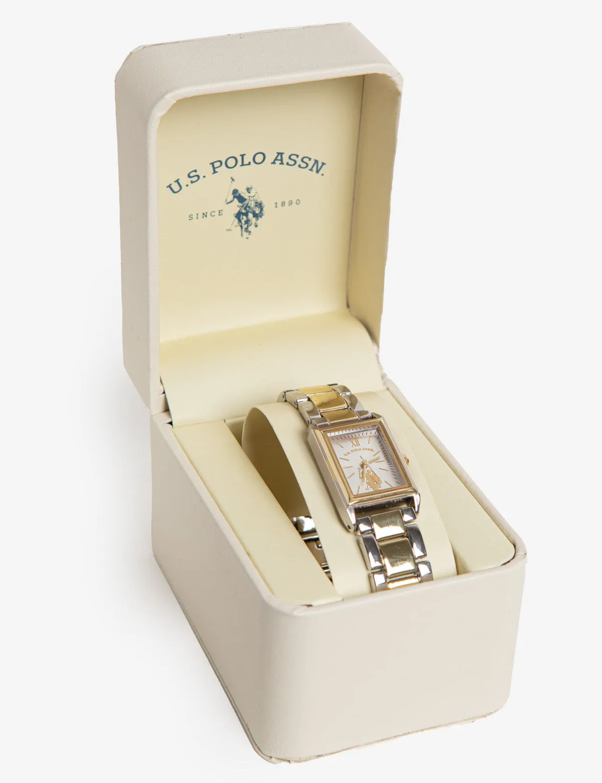 LADIES RECTANGULAR TWO TONE BRACELET WATCH sold by U.S. Polo Assn. product image thumbnail 2