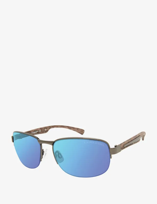 MEN'S SEMI-RIMELESS RECTANGULAR METAL SUNGLASSES sold by U.S. Polo Assn.