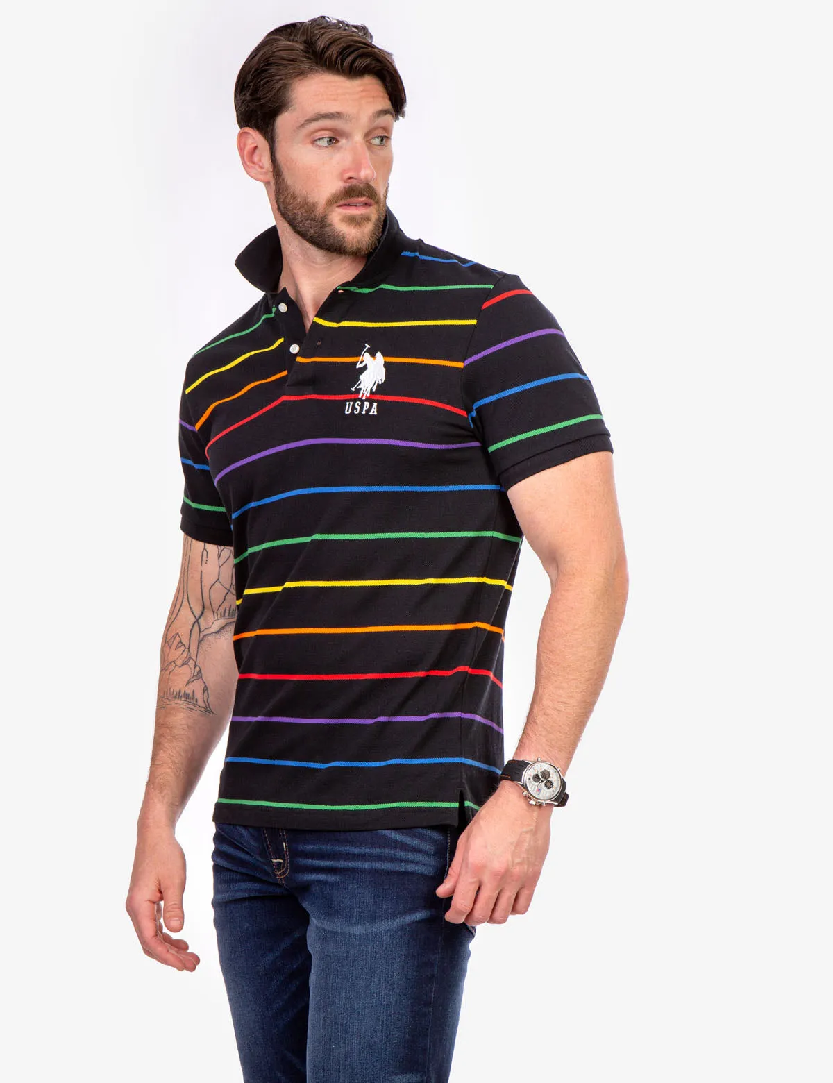 PRIDE YARN DYE STRIPE PIQUE POLO SHIRT sold by U.S. Polo Assn.