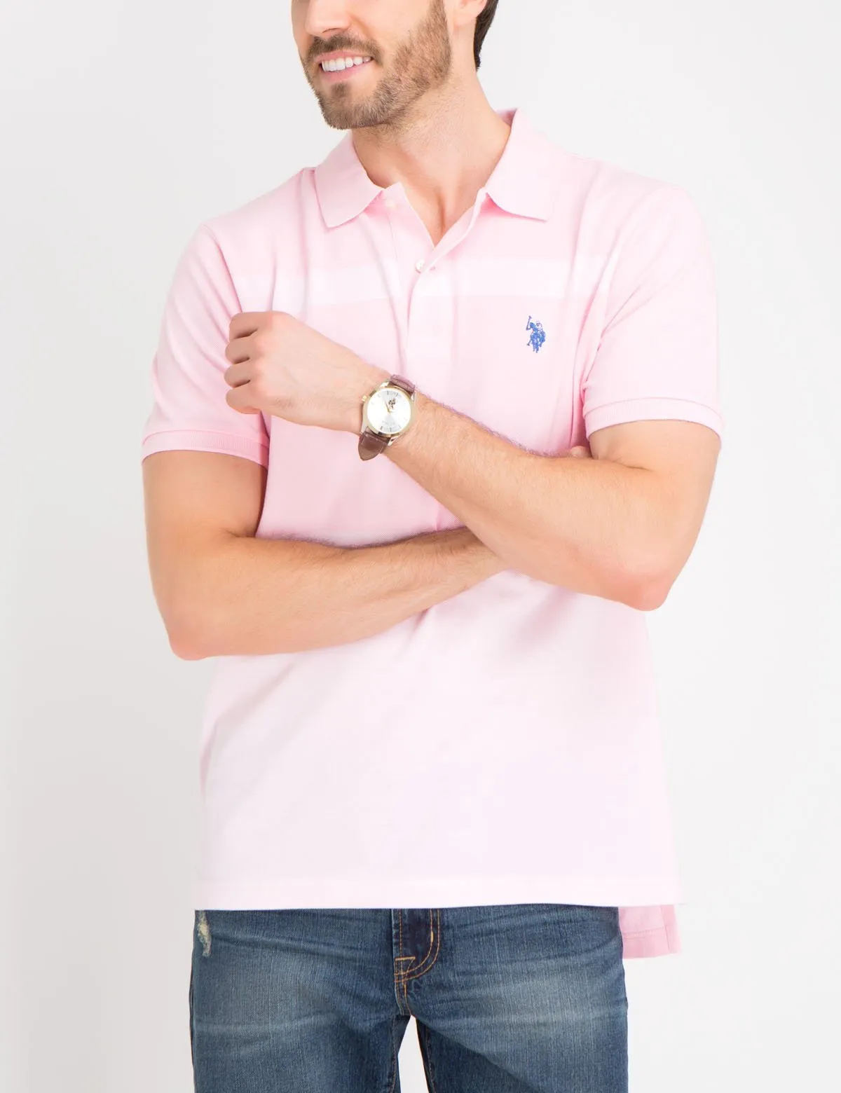 COLORBLOCK STRIPED PIQUE POLO SHIRT sold by U.S. Polo Assn.
