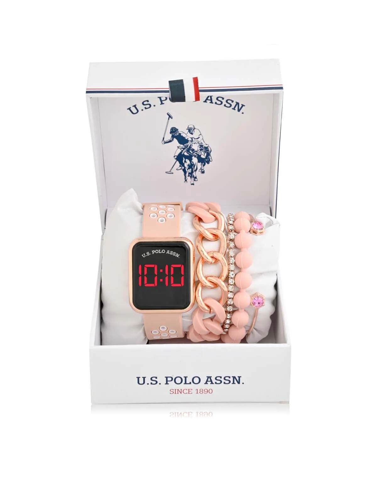 LADIES LED SQUARE FACE WATCH & STACKABLE BRACELETS SET sold by U.S. Polo Assn. product image thumbnail 2