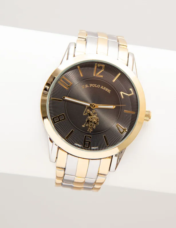MEN'S TWO TONE BRACELET WATCH WITH GREY DIAL sold by U.S. Polo Assn.
