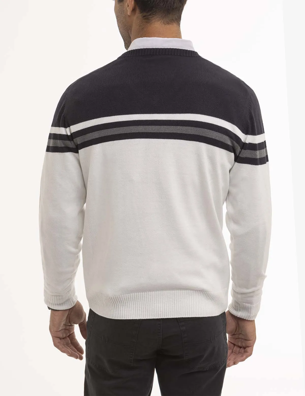 SOFT ENGINEERED STRIPE V-NECK SWEATER sold by U.S. Polo Assn. product image thumbnail 4