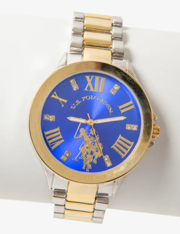 LADIES TWO TONE BRACELET WATCH W BLUE DIAL sold by U.S. Polo Assn.