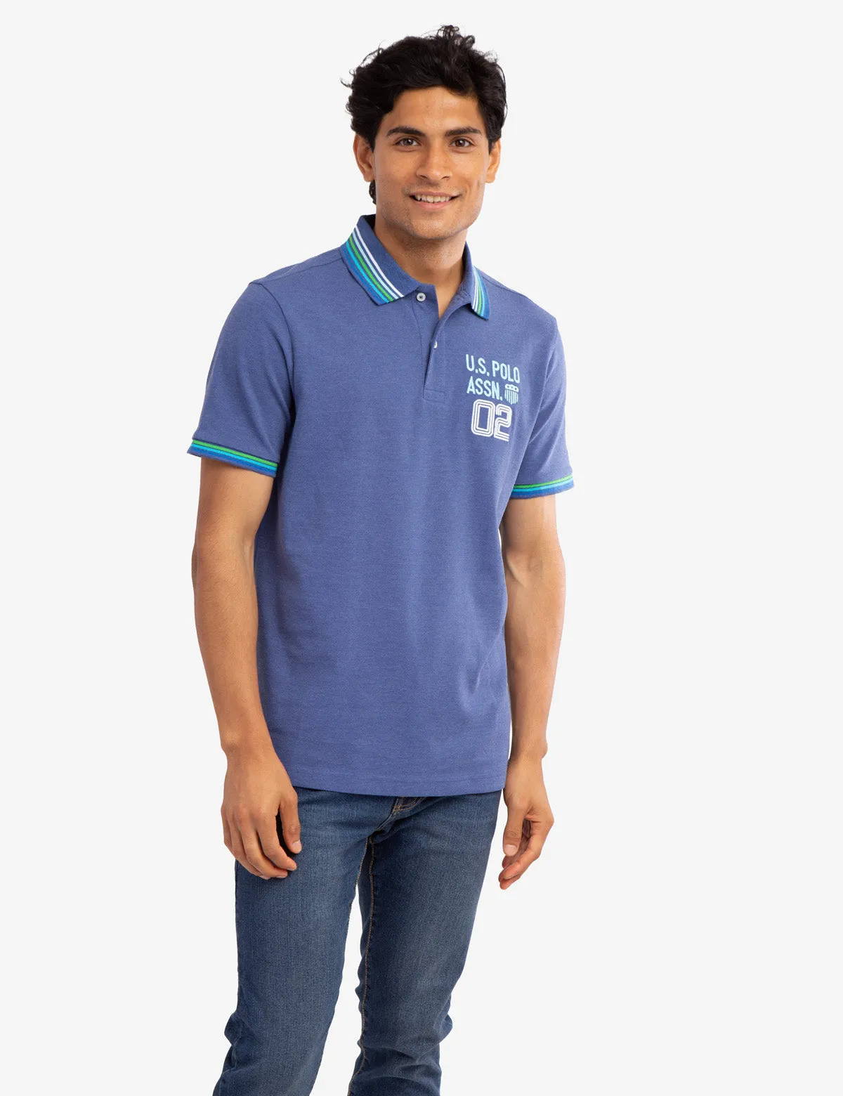 MULTI STRIPED RIB PIQUE POLO SHIRT sold by U.S. Polo Assn.