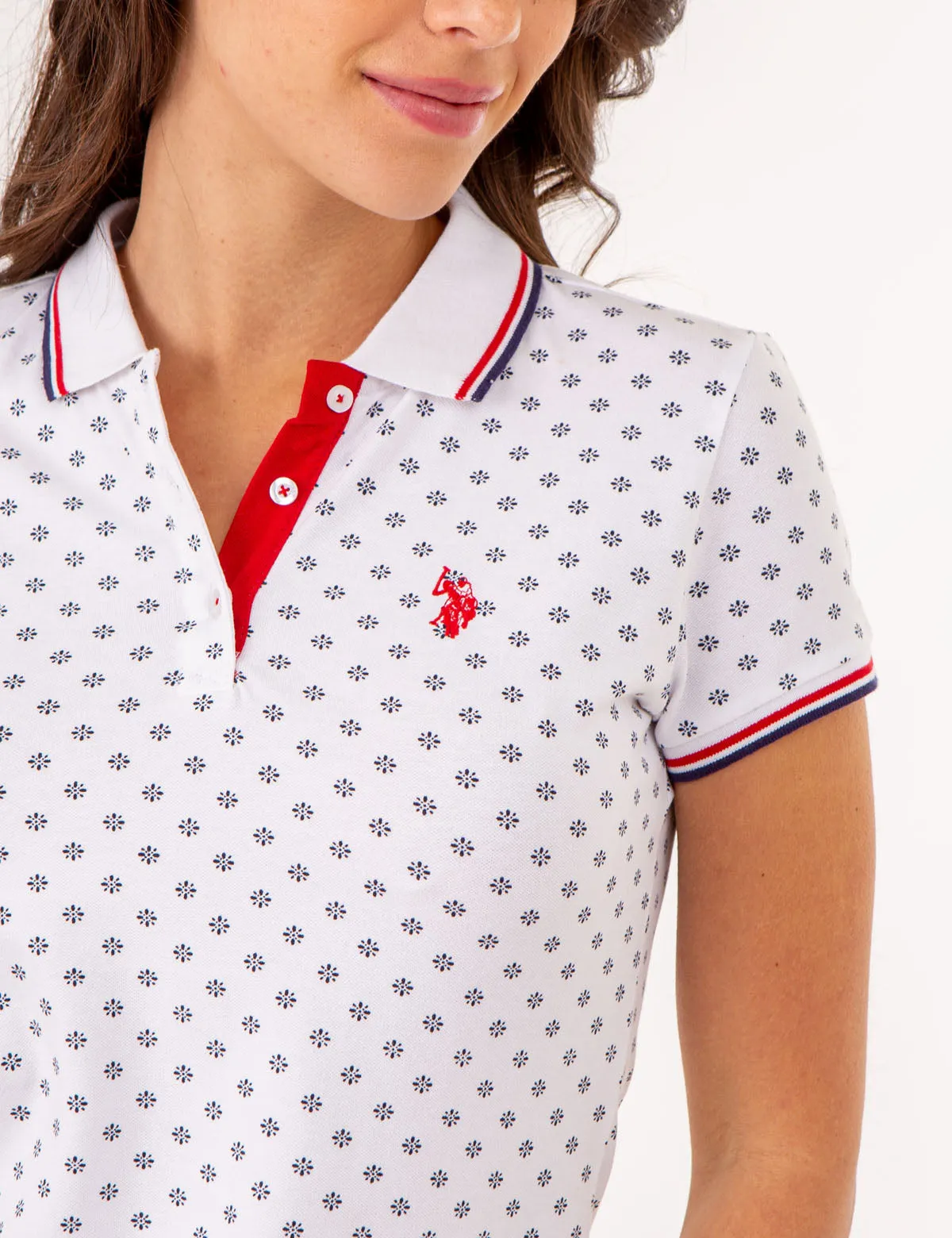 DOT FLOWER PRINT TIPPED POLO SHIRT sold by U.S. Polo Assn. product image thumbnail 5