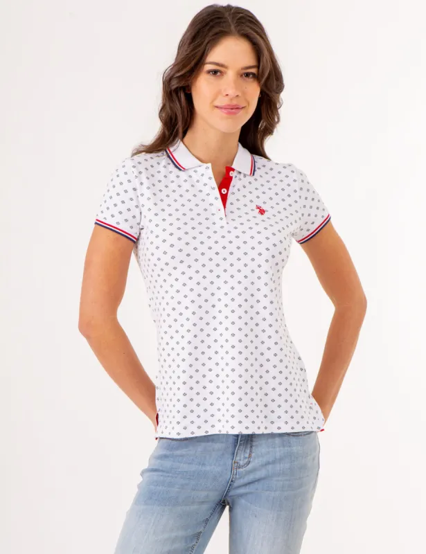 DOT FLOWER PRINT TIPPED POLO SHIRT sold by U.S. Polo Assn.