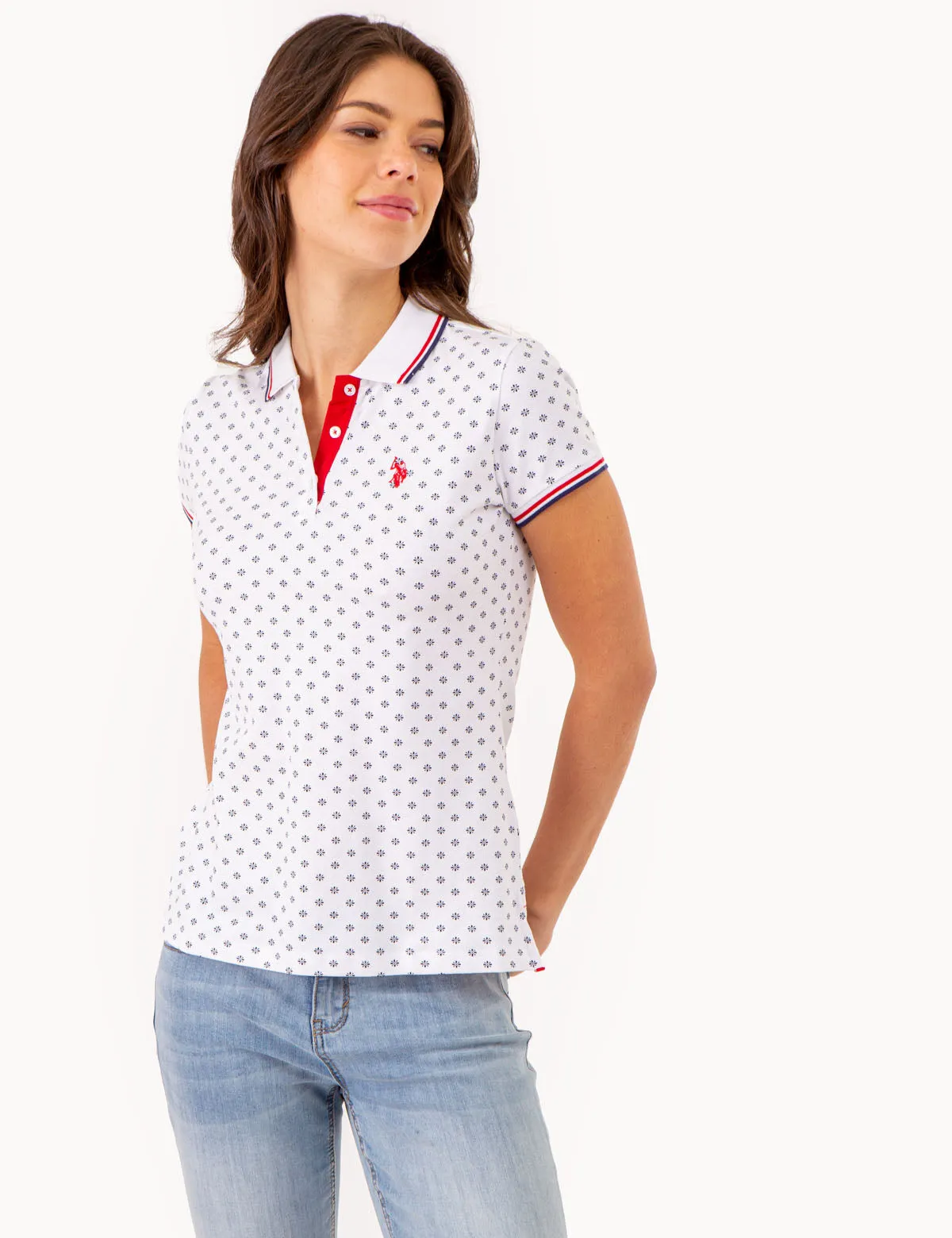 DOT FLOWER PRINT TIPPED POLO SHIRT sold by U.S. Polo Assn. product image thumbnail 3
