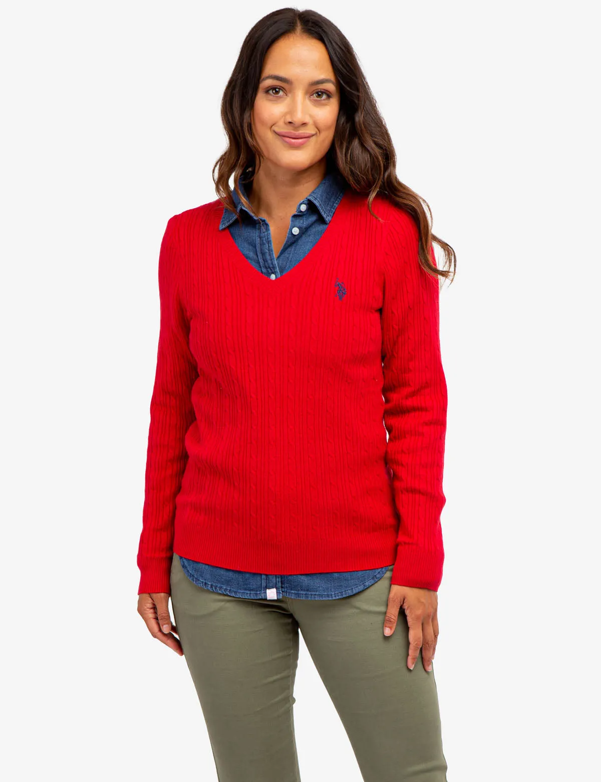 SOFT CABLE V-NECK SWEATER sold by U.S. Polo Assn. product image thumbnail 5