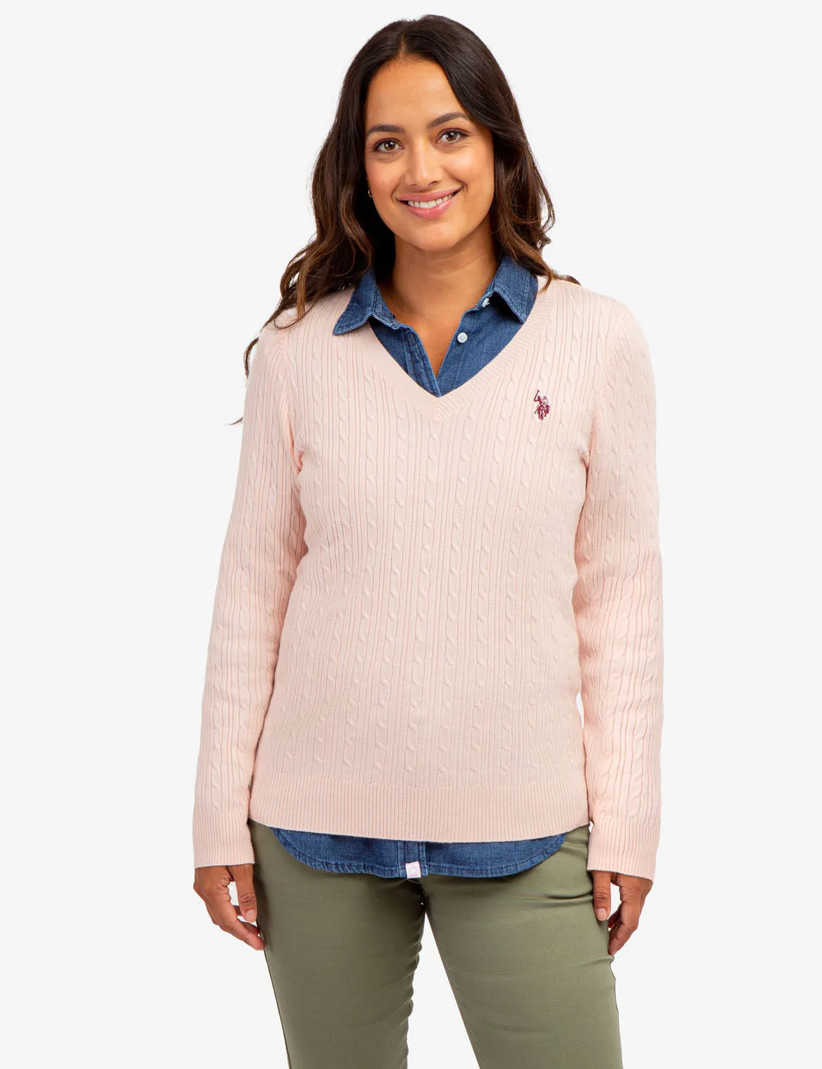 SOFT CABLE V-NECK SWEATER sold by U.S. Polo Assn.