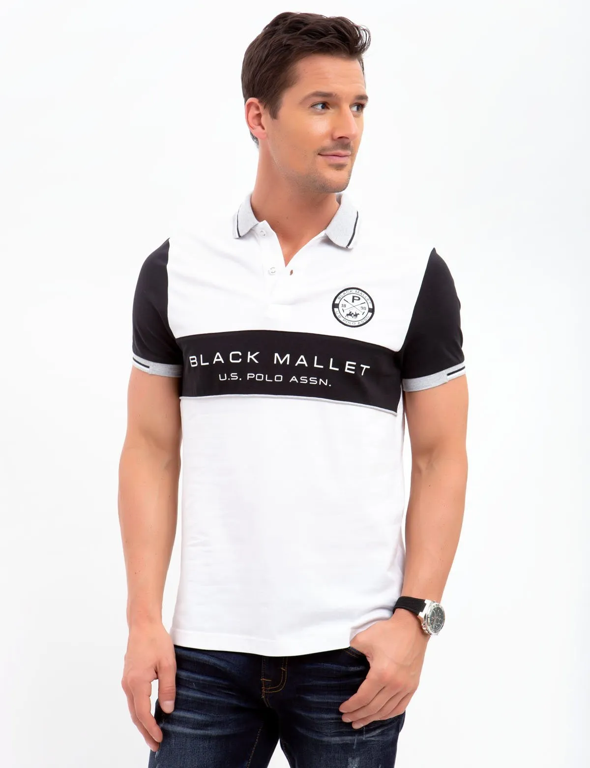 BLACK MALLET SLIM FIT, STRETCH PIQUE, COLORBOCK POLO SHIRT sold by U.S. Polo Assn. product image thumbnail 5