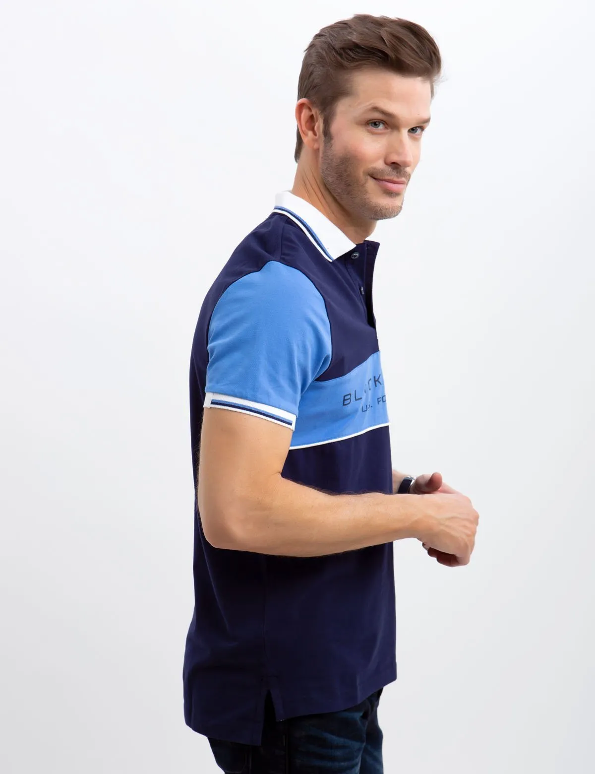 BLACK MALLET SLIM FIT, STRETCH PIQUE, COLORBOCK POLO SHIRT sold by U.S. Polo Assn. product image thumbnail 2