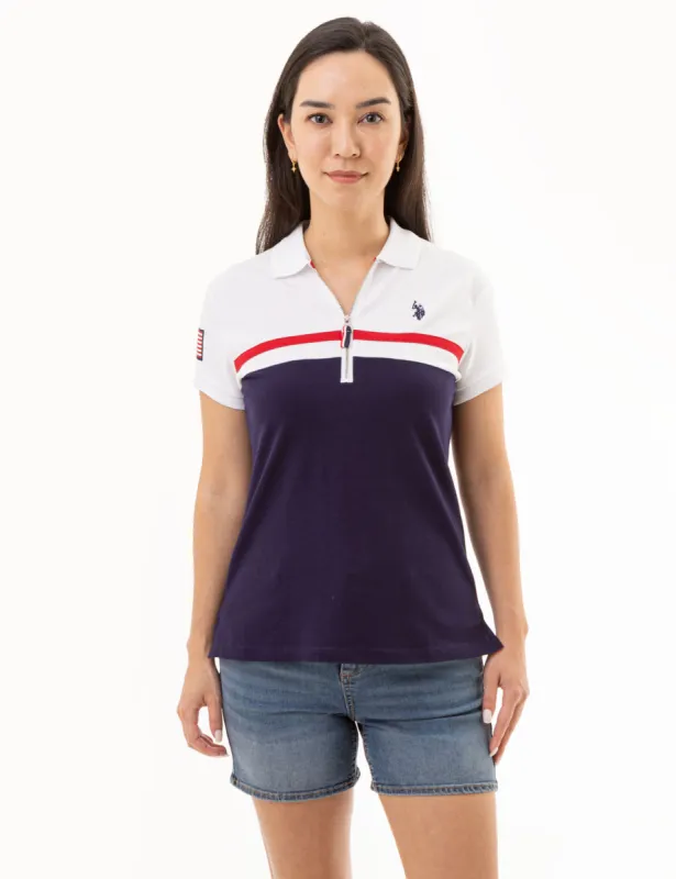 COLORBLOCK ZIP PLACKET POLO SHIRT sold by U.S. Polo Assn.