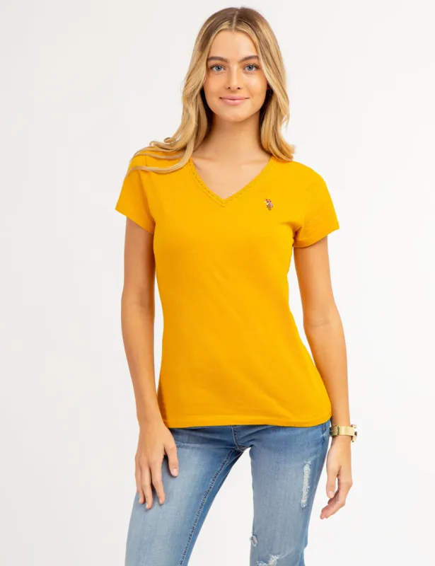 SCALLOP TRIM V-NECK T-SHIRT sold by U.S. Polo Assn.