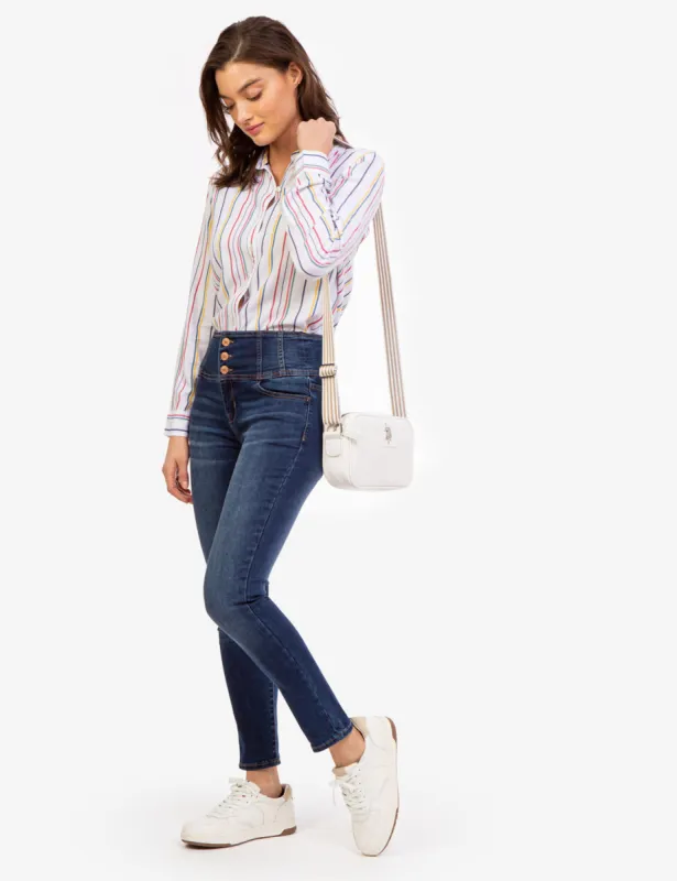 REPREVE® HIGH RISE CORSET DENIM JEGGING sold by U.S. Polo Assn.
