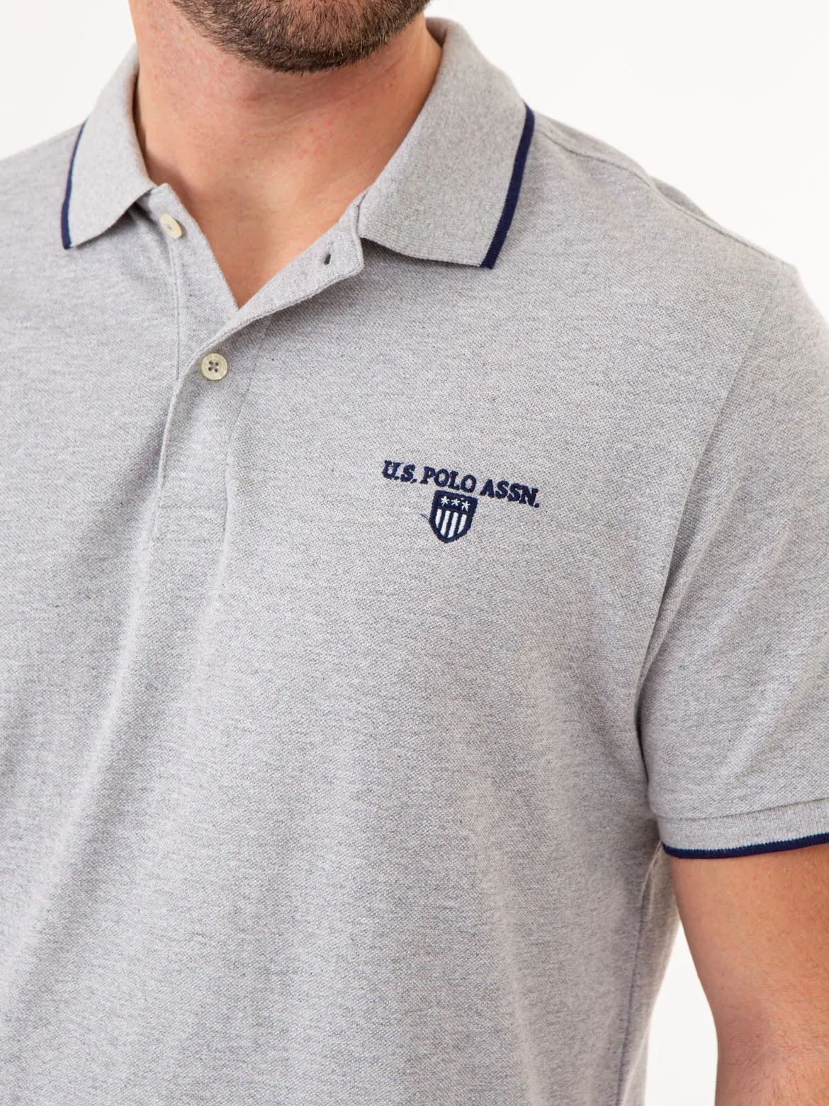MARLED YARN POLO SHIRT WITH EMBROIDERED CREST sold by U.S. Polo Assn. product image thumbnail 3