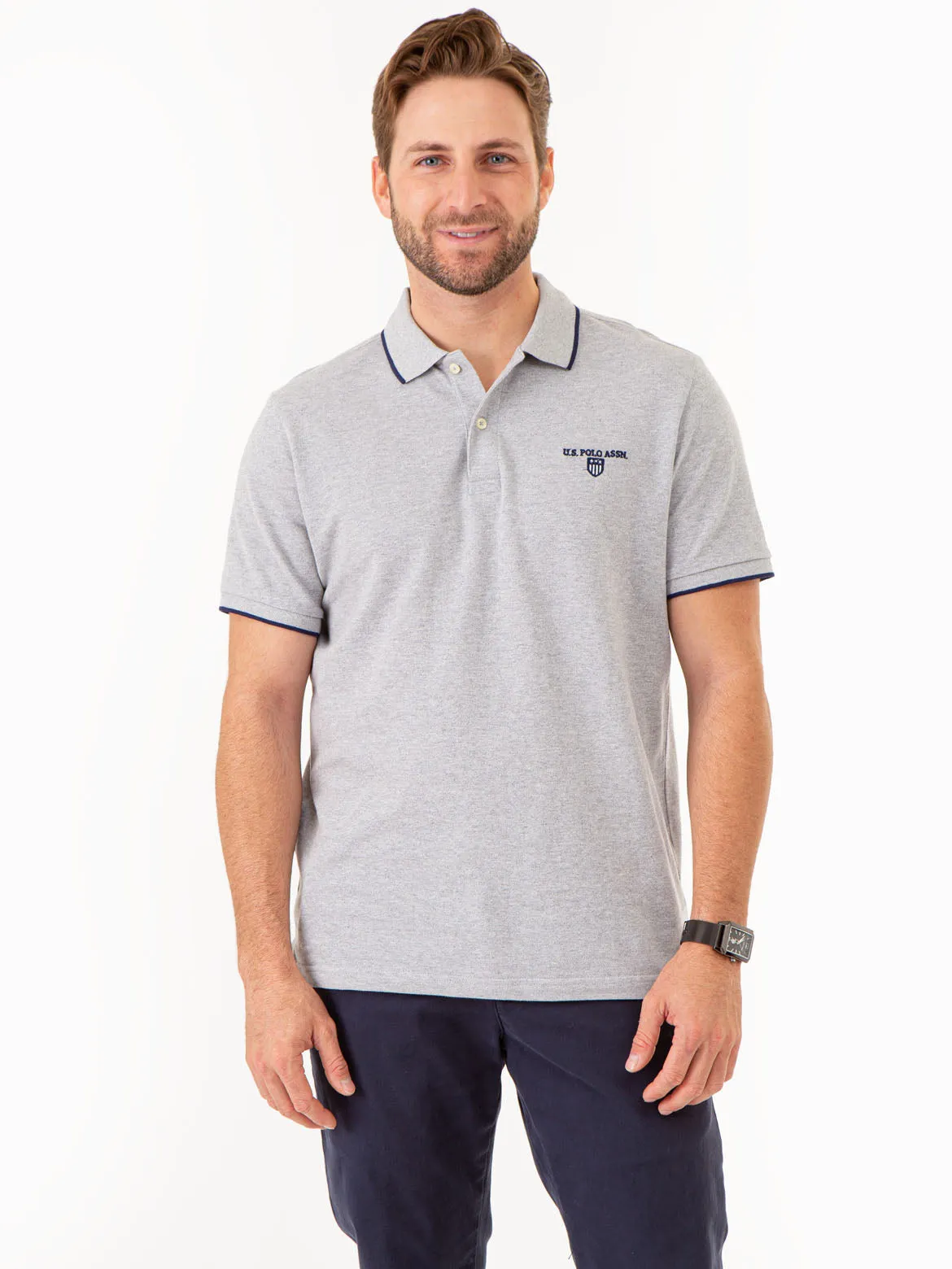 MARLED YARN POLO SHIRT WITH EMBROIDERED CREST sold by U.S. Polo Assn. product image thumbnail 4