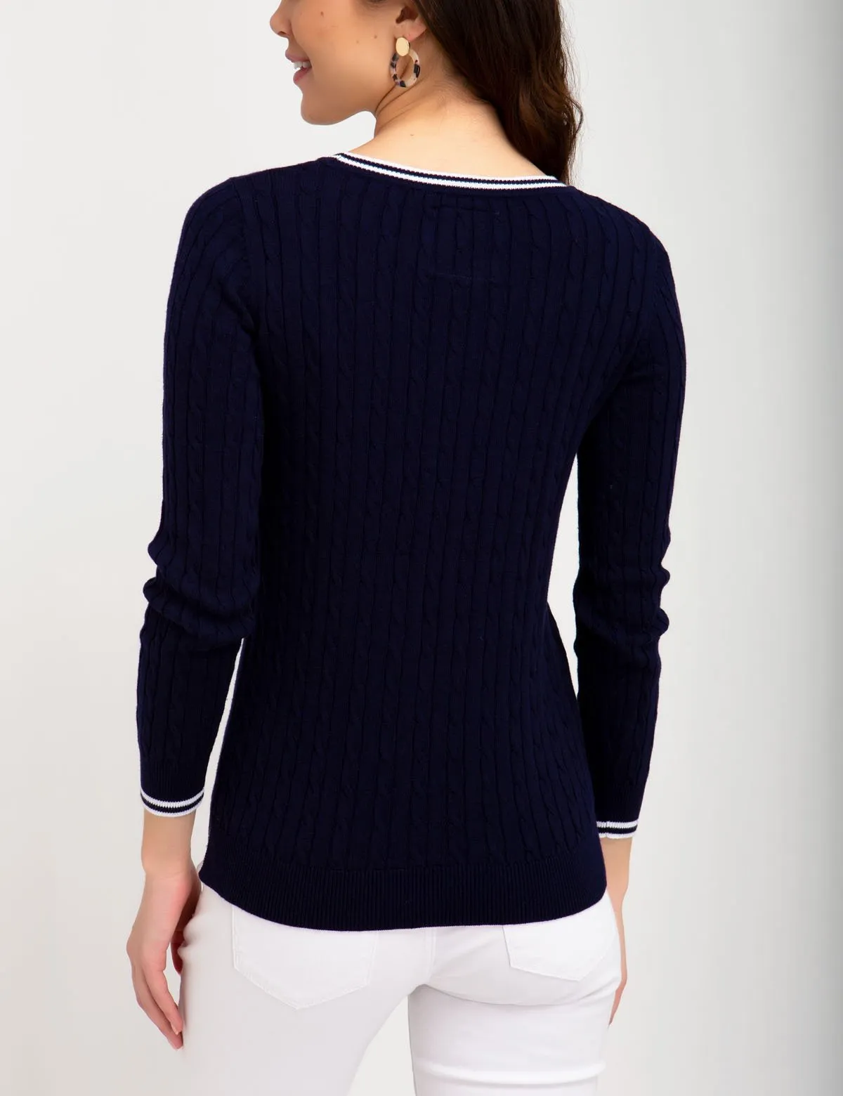 TIPPED CABLE CREW NECK SWEATER sold by U.S. Polo Assn. product image thumbnail 3
