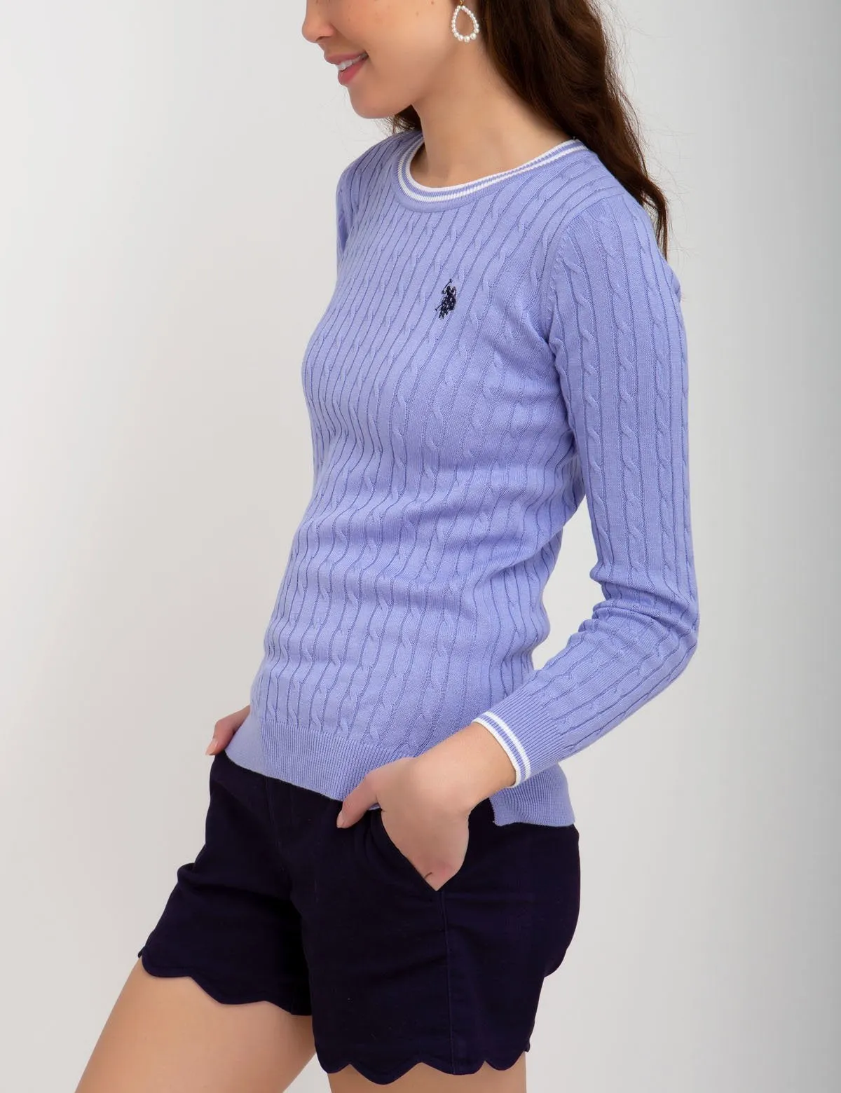 TIPPED CABLE CREW NECK SWEATER sold by U.S. Polo Assn. product image thumbnail 4