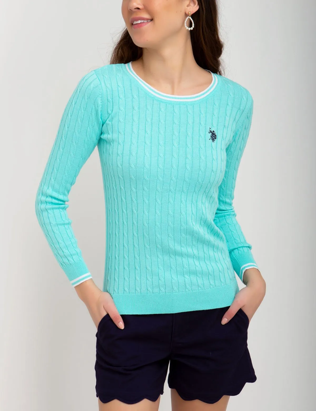 TIPPED CABLE CREW NECK SWEATER sold by U.S. Polo Assn. product image thumbnail 5